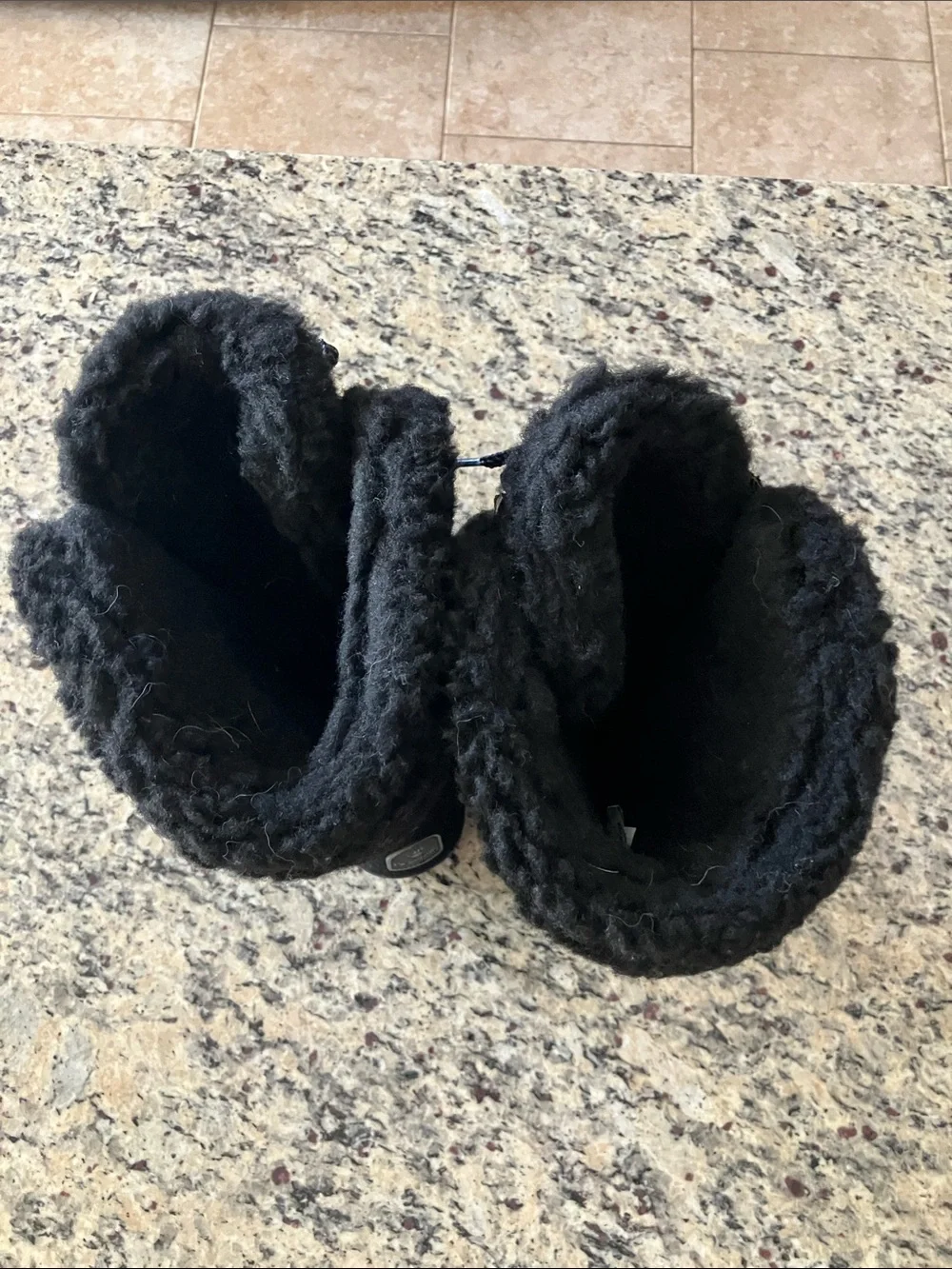 BearPaw Black Quilted Lace-Up Winter Boots with Faux Fur Cuff